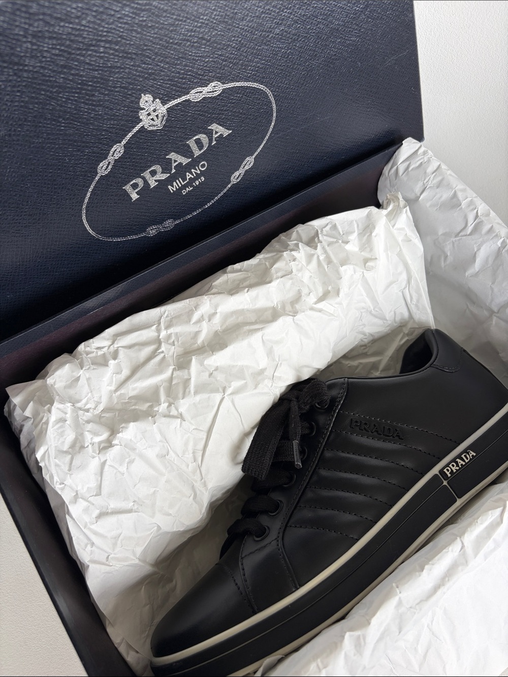 Prada Black Leather Sneakers | EU 37.5 | Original Box